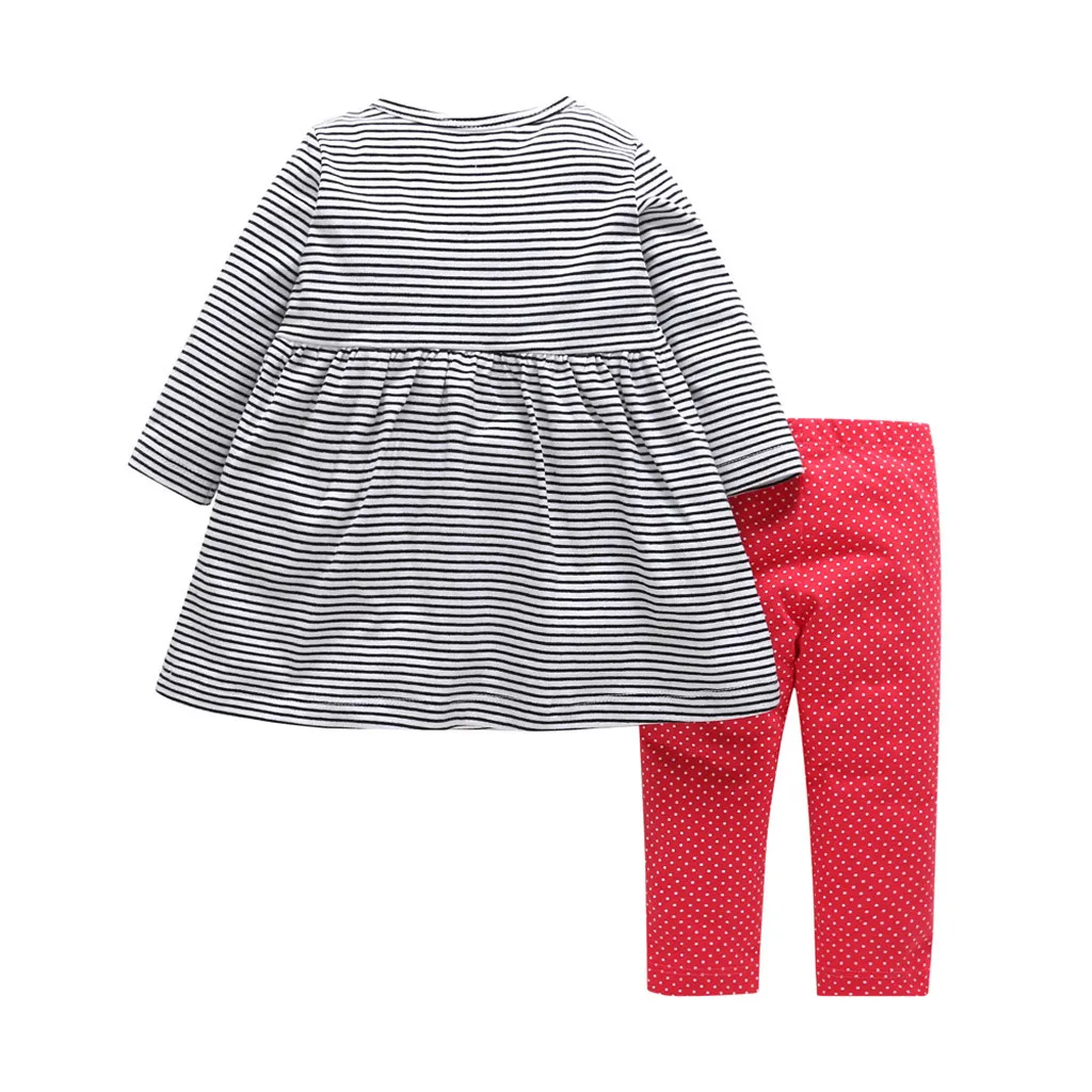 Одежда для маленьких девочек костюм в полоску с длинными рукавами новорожденных