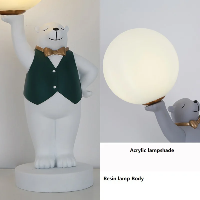 Скандинавская мультяшная настольная лампа полимерный полярный медведь