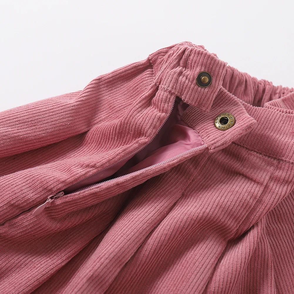 

3 Colors Corduroy Pleated Skirt for Girls Toddler Children's Casual Clothing Kids Solid Skirts for Girls for 4-12 Years Old