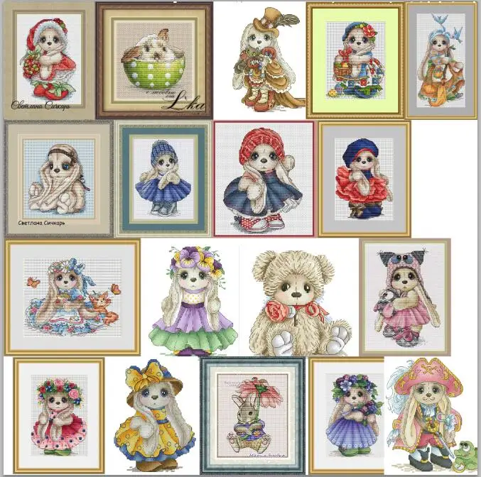 Набор для вышивки крестиком с изображением кролика хлопковая нить животных 14