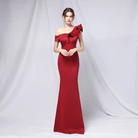 the new 2022 a word shoulder evening dress fashion party long thin and sexy fishtail dress elegant