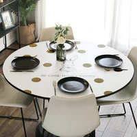 cute print leather round table cloth hotel deco table mat waterproof oilproof dining table protector cover customize placemat
