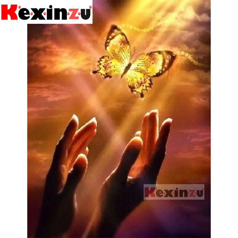 

5D полноразмерная/круглая Алмазная картина Kexinzu «Ручная бабочка», 3D вышивка, ручная работа, вышивка крестиком, домашний декор