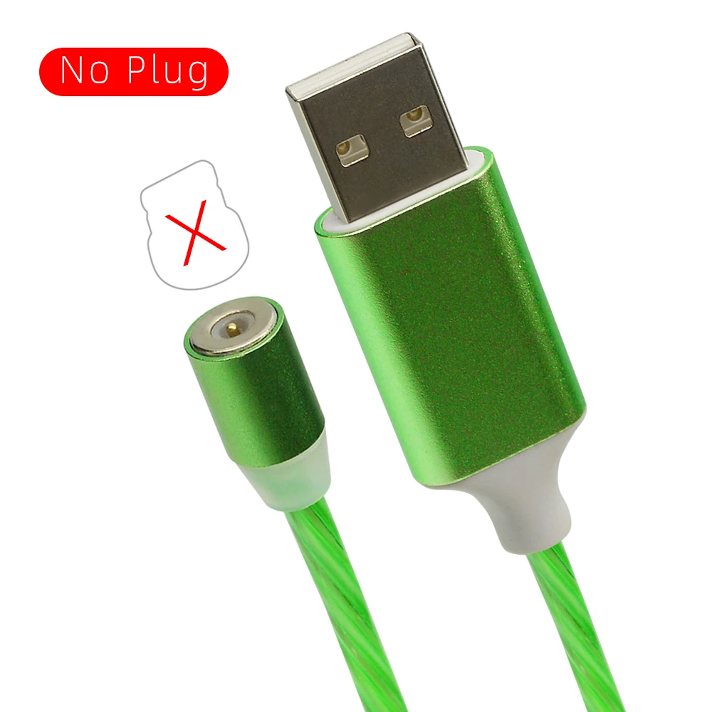 Green Only Cable CHAURE 1 м usb кабель для зарядки с магнитным креплением течет светильник для быстрой зарядки на борту самолета type c micro usb 8-pin Магнитный кабель для Xiaomi huawei Зарядное устройство - Цвет: Green Only Cable