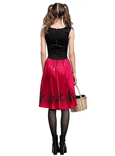 Взрослый костюм на Хэллоуин женский красный с капюшоном для верховой езды