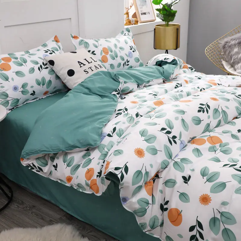

Soft Bedding Sets With Flowers Printed Bed Linen Duvet Cover Flat Sheet Pillowcase Adult Kids Queen Single Size Home Textiles