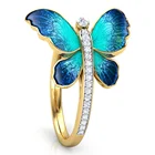 Кольцо женское С Рисунком бабочки, Стразы золотого цвета, хороший подарок для девушки