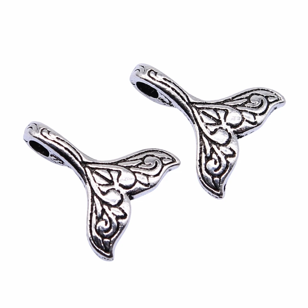

20pcs 14x13mm Antique Silver Color Whale Tail Charms Pendant For Jewelry Making DIY Jewelry Findings