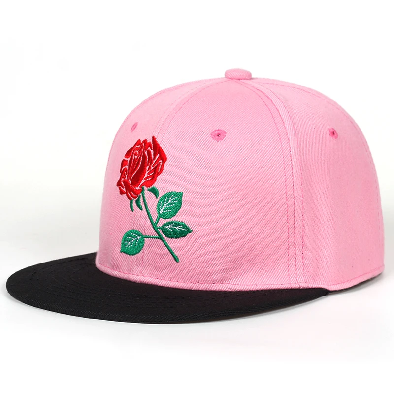 

100% Cotton Rose Flower Embroidery Baseball Cap Men Women Adjustable Hip Hop Caps Outdoor Sports Leisure Caps Fashion Wild Hats