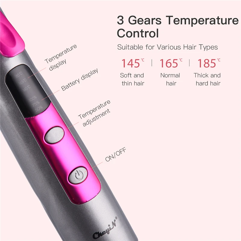 Конические щипцы для завивки волос 18 мм беспроводной ЖК-дисплей одна трубка