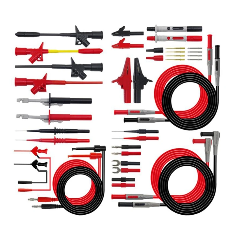 

P1600E 40 in 1 Banana Plug Multimeter Cables Test Leads Kit Insulation Piercing Needle Automotive Probe Set Ic Test Hook