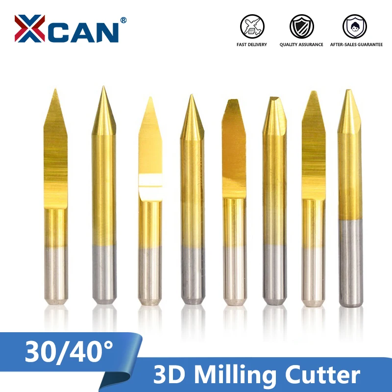 XCAN 10 шт. 30/40 градусов V Форма PCB гравировальные биты Карбид ЧПУ Концевая фреза