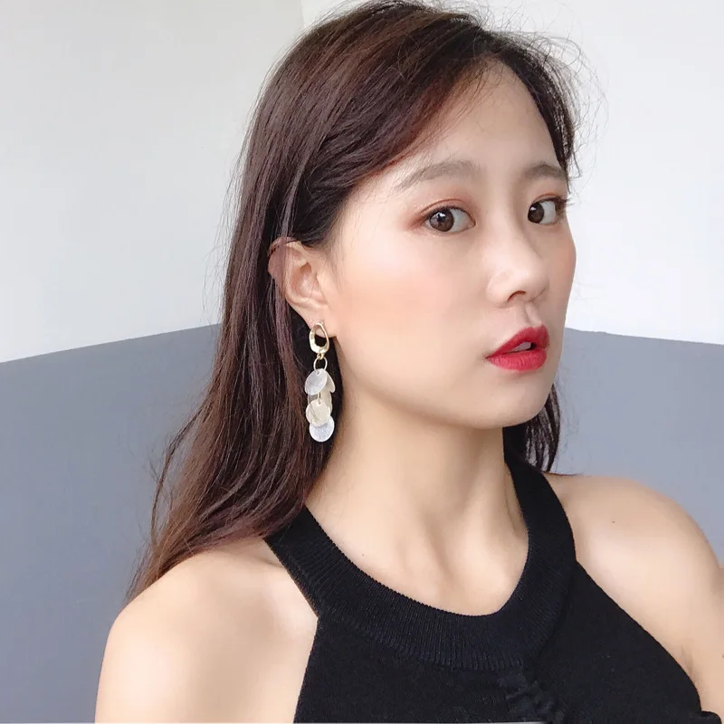 Корейские нестандартные матовые сережки S925 игла темпераментные круглые серьги