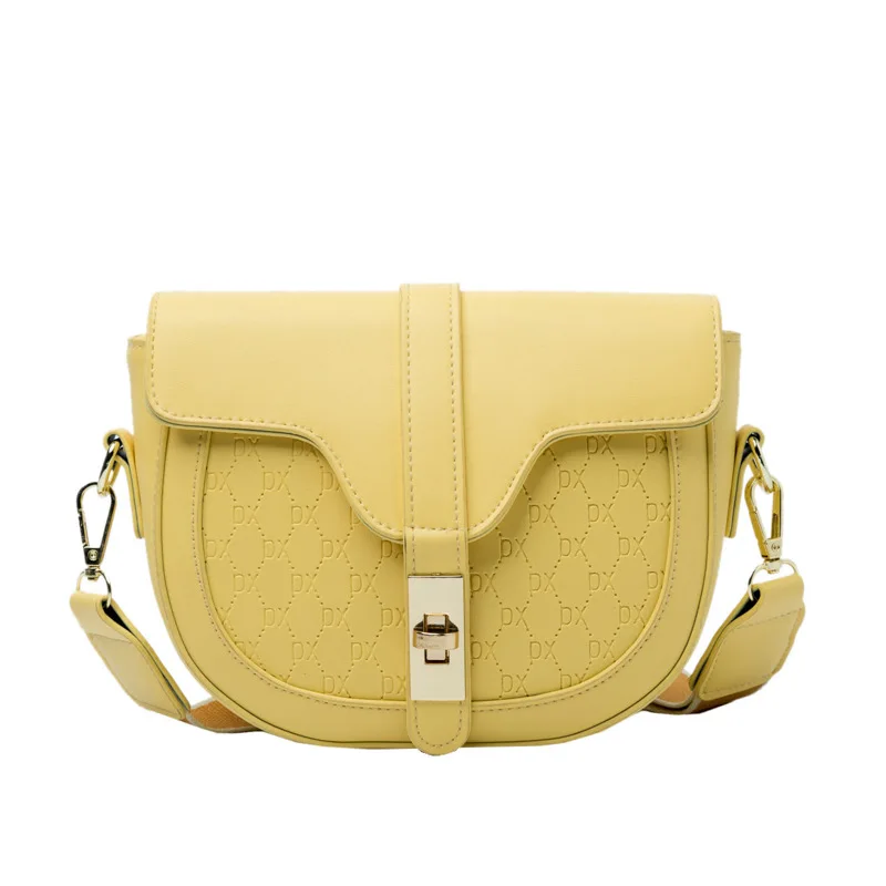 

Retro Solid Color Personalized Women's Bag 2021 New Temperament Korean Style Stylish Textured Messenger Bag Simple Saddle Bag