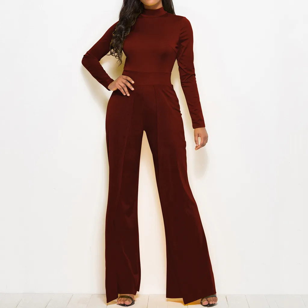 Комбинезоны для женщин офисный комбинезон с широкими штанинами однотонный