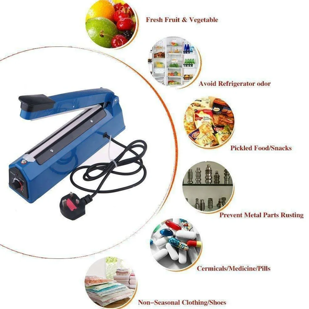 

Impulse Heating Sealer Food Vacuum Heat Packing Machine Portable Electric 8-Model 220V/400W 100mm Manual Kitchen Saver EU Plug