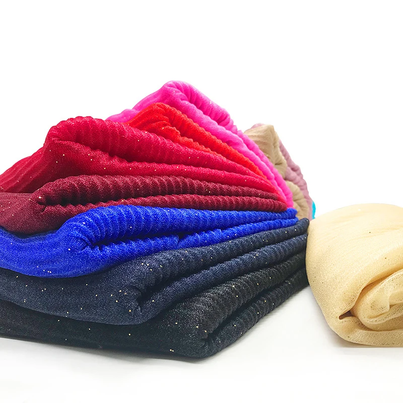 Женский хлопковый хиджаб шарф с блестящими блестками головной платок из золотой