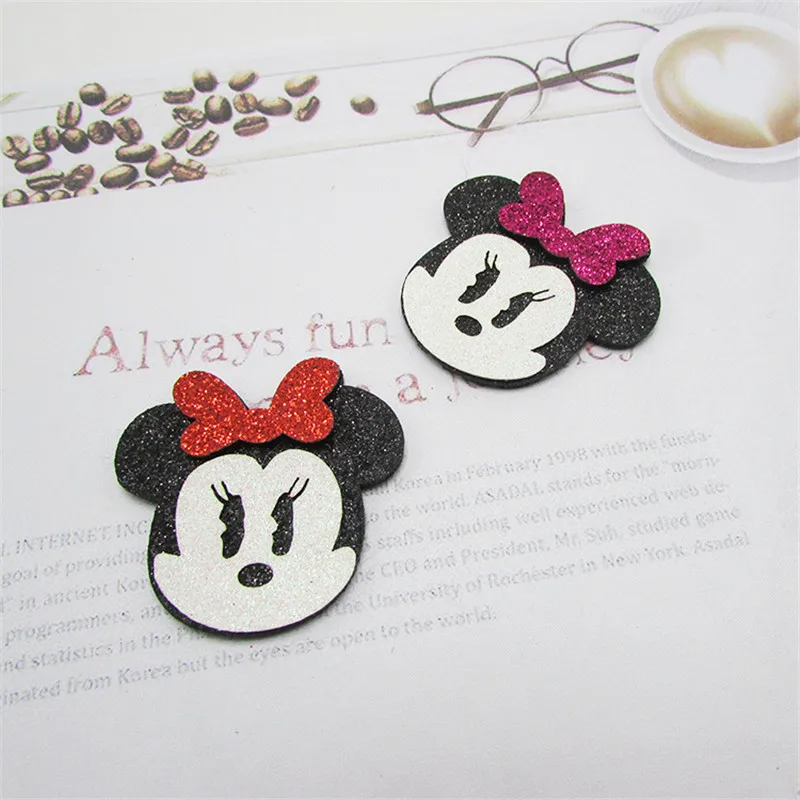 10 шт. блестящая ткань Микки ватные нашивки Маус аппликации для поделок своими