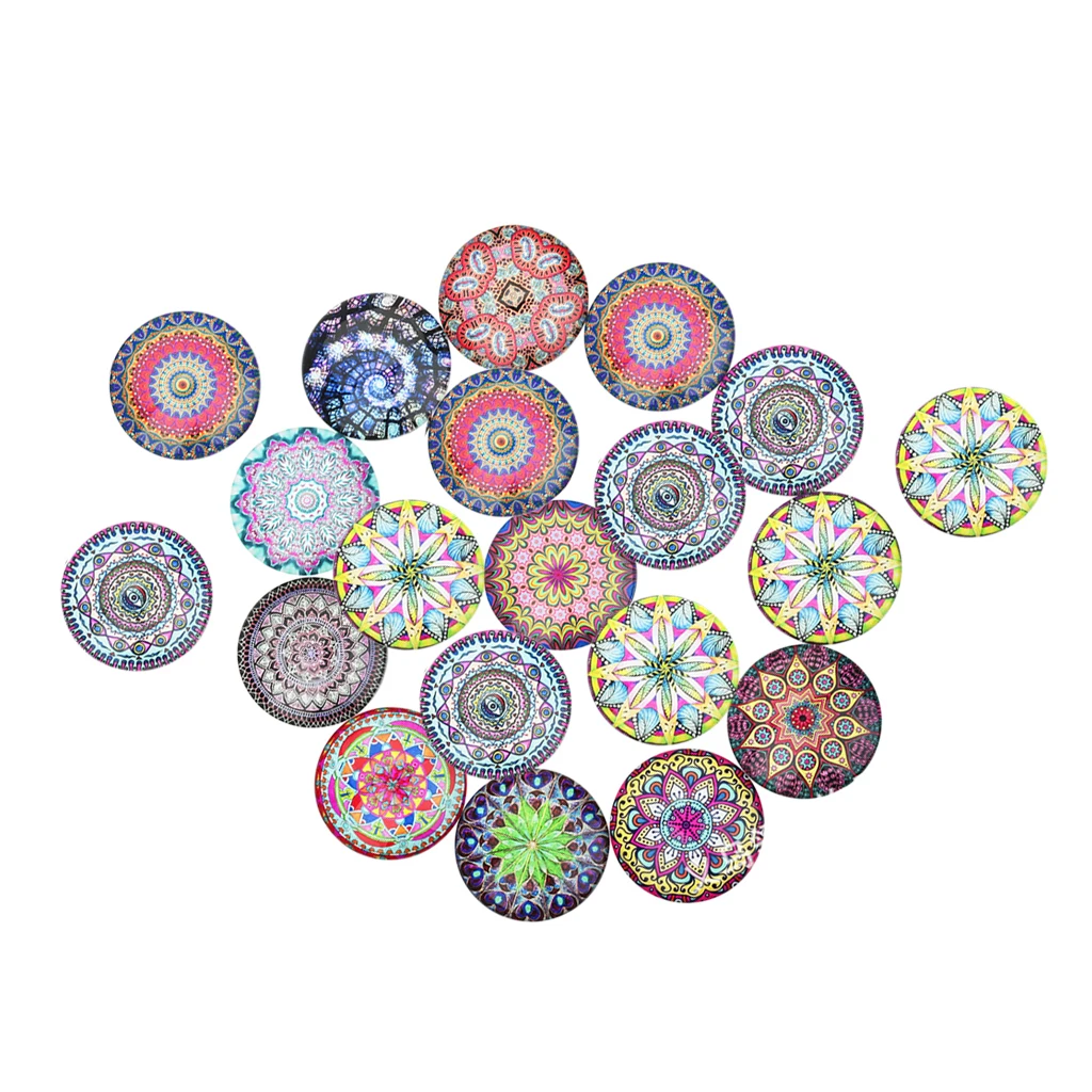 

20pieces 12mm Glass Cabochon Flatback Handmade Round for Jewelry Cameo Craft