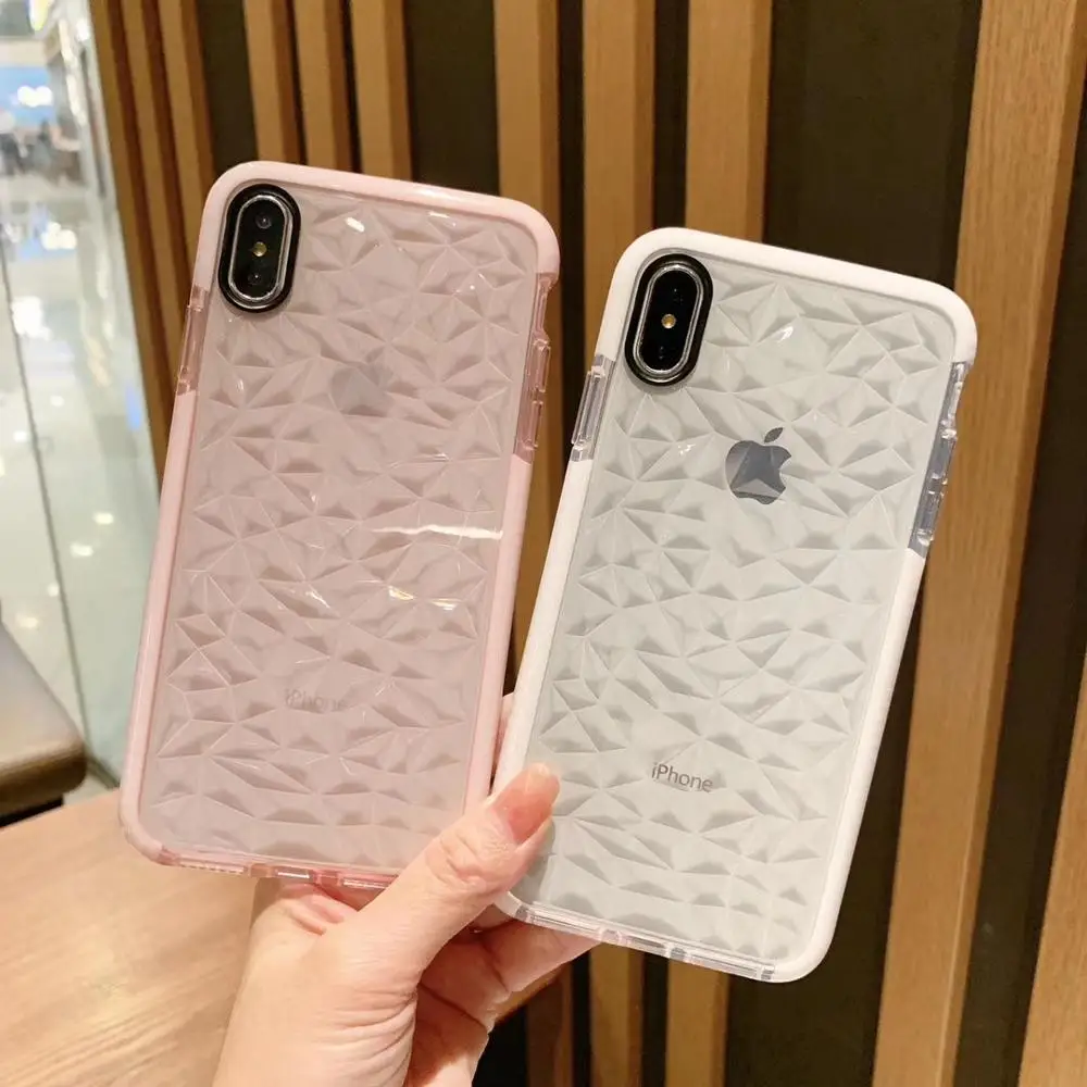 2020 противоударный Прозрачный чехол для телефона с алмазной текстурой iPhone 11 Pro Max XR