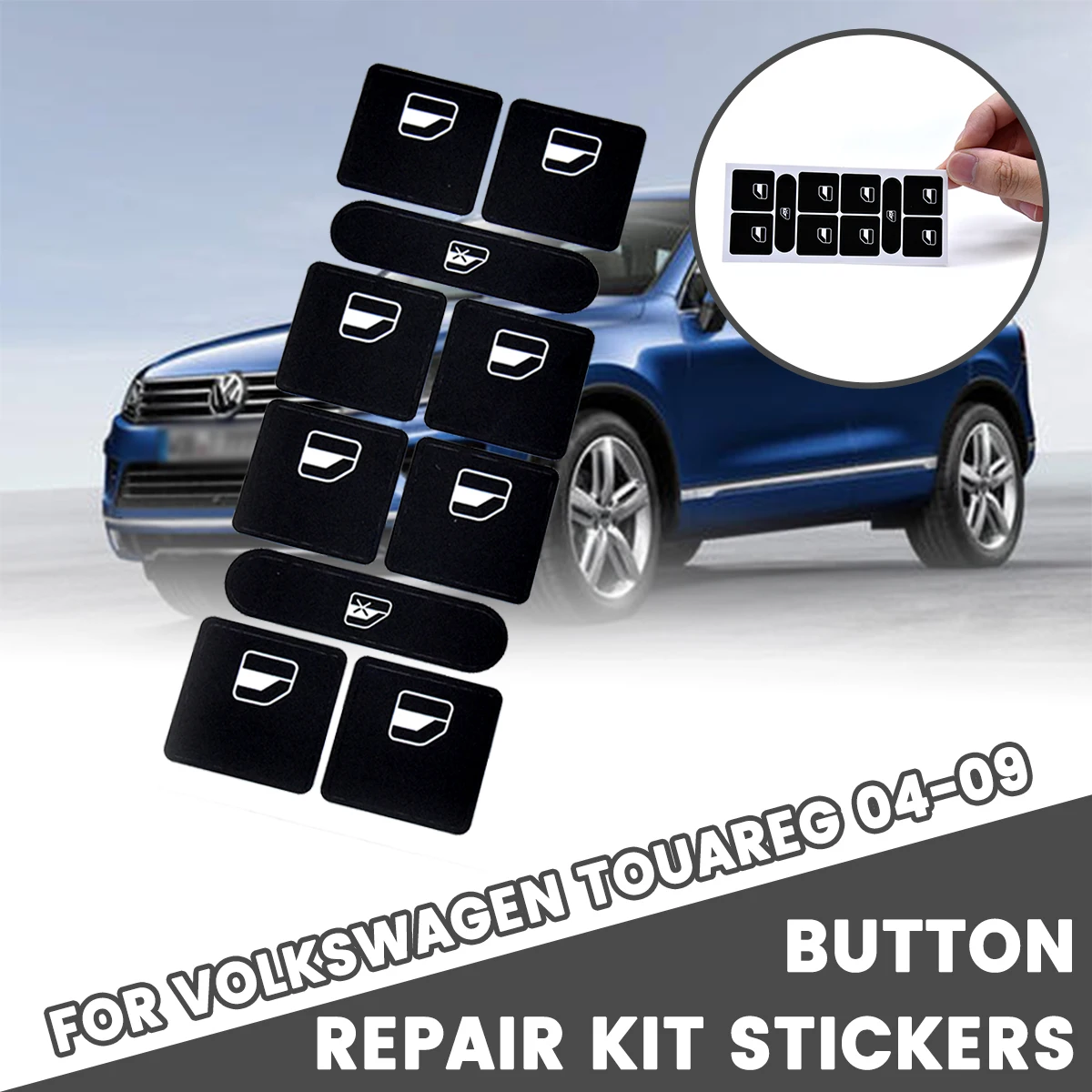 

1pcs Car Glass Lift Switch Button Repair Stickers Decals Accessories For VW for Volkswagen Touareg 2004-2009