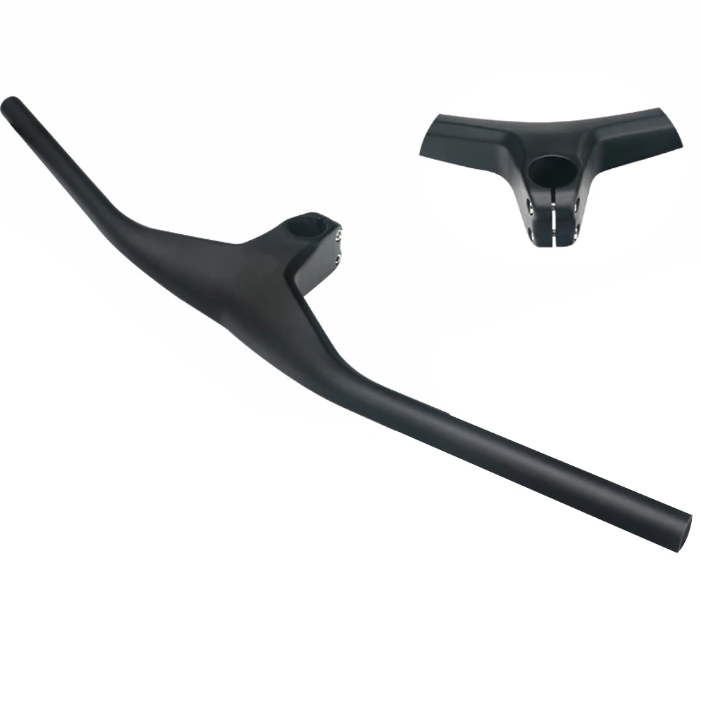 Full Carbon MTB Bicycle Handlebar + Stem Integrated Mountain bike 600/700/780/800*70-100mm 17 Degree Flat Bar | Спорт и развлечения