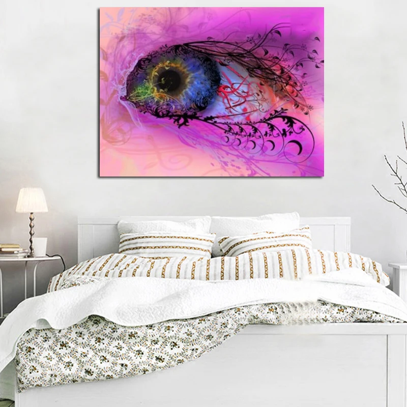 

RELIABLI ART Canvas Painting Wall Art Portrait Posters And Prints Colorful Line Eyes Picture For Living Room Decoration No Frame