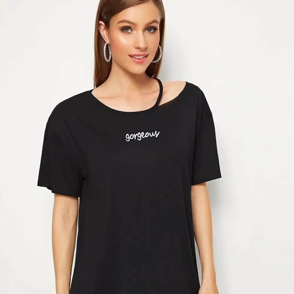 Женская модная дизайнерская простая короткая футболка однотонный студенческий