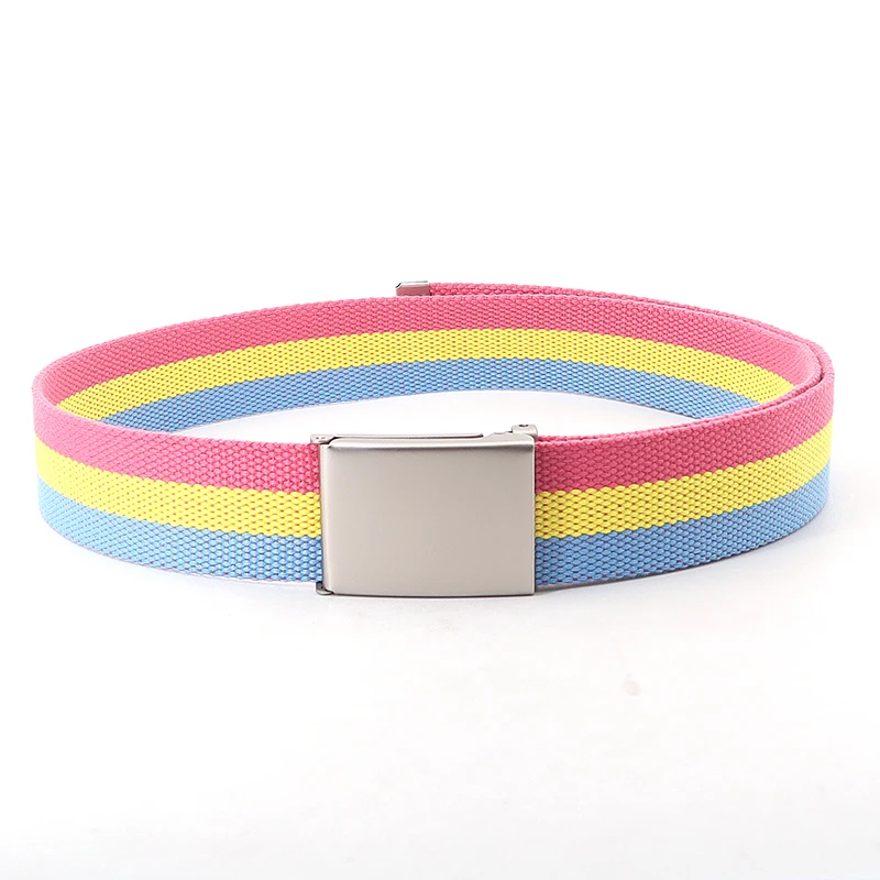 New 3.8cm Wide Smooth Buckle Belt Color Male and Female Students Korean Jeans Accessories Youth Leisure Nylon National Wind Belt