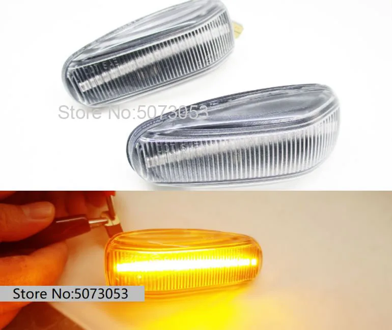 2 pieces Led Dynamic Side Marker Turn Signal Light Sequential Blinker Light For Mercedes BENZ W210 W202 W208 R170 Vito W638 - Испускаемый цвет: Clear not dynamic