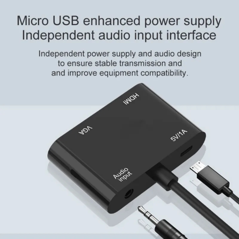 Кабель преобразователь HDMI/VGA 3 в 1 с аудиоразъемом 5 мм и USB портом для ноутбука