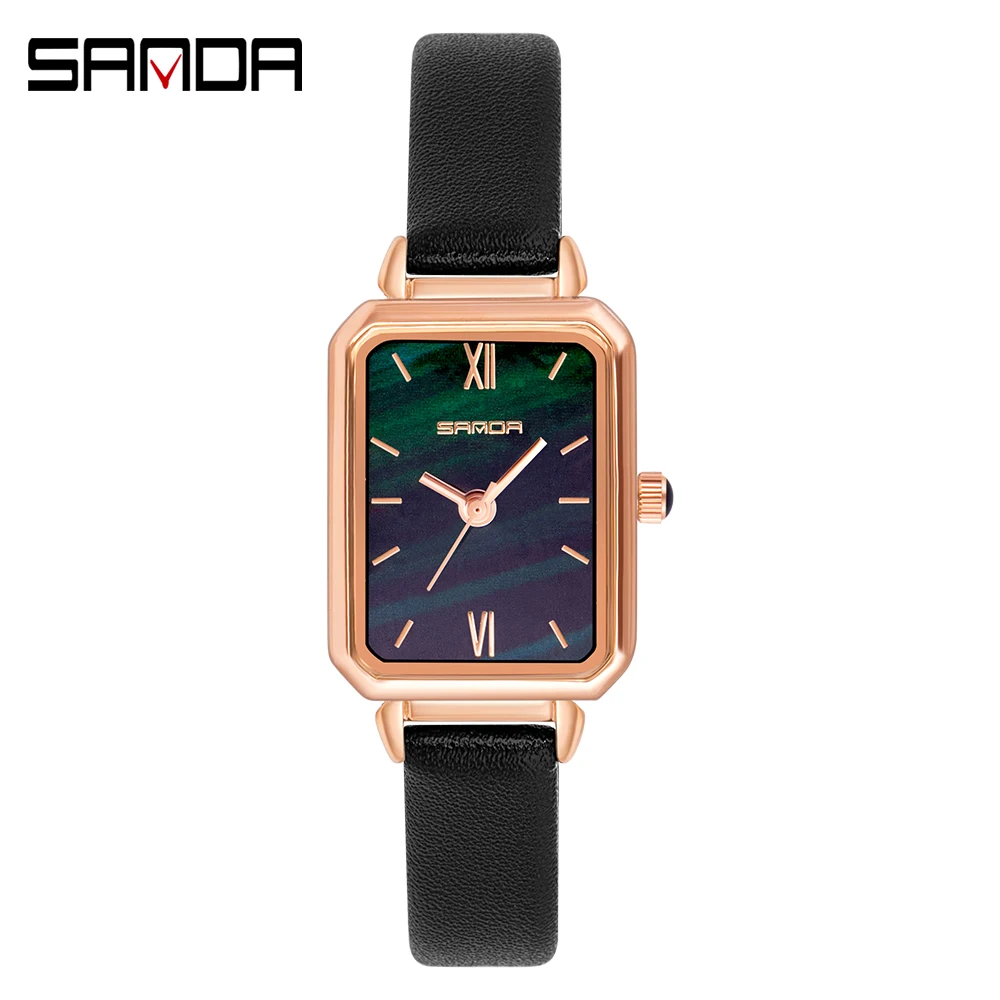 

SANDA Fashion Trend Women Watch Charming Peacock Green Starry Small Dial Quartz Wristwatch Roman Scale Hot Relogio Feminino 1049