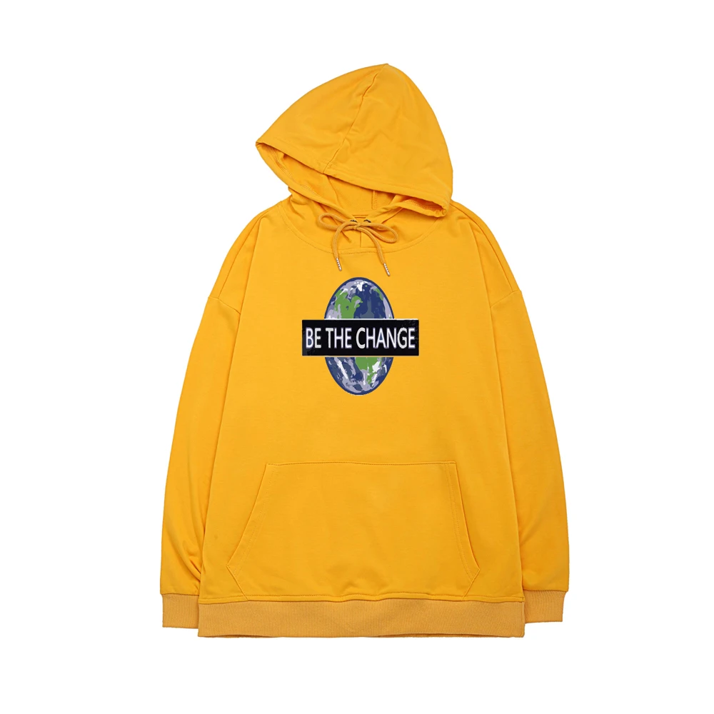 Hoodies Sweatshirts Unisex Long Sleeve Femme Sweetshirts Cotton Letters Earth Printed Pocket Hooded Oversized Sport Jumper Women