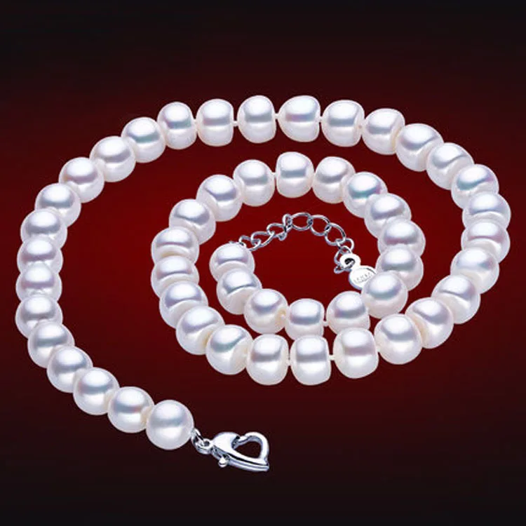 Натуральным большой натуральное пресноводное жемчужное ожерелье 9-10 мм супер