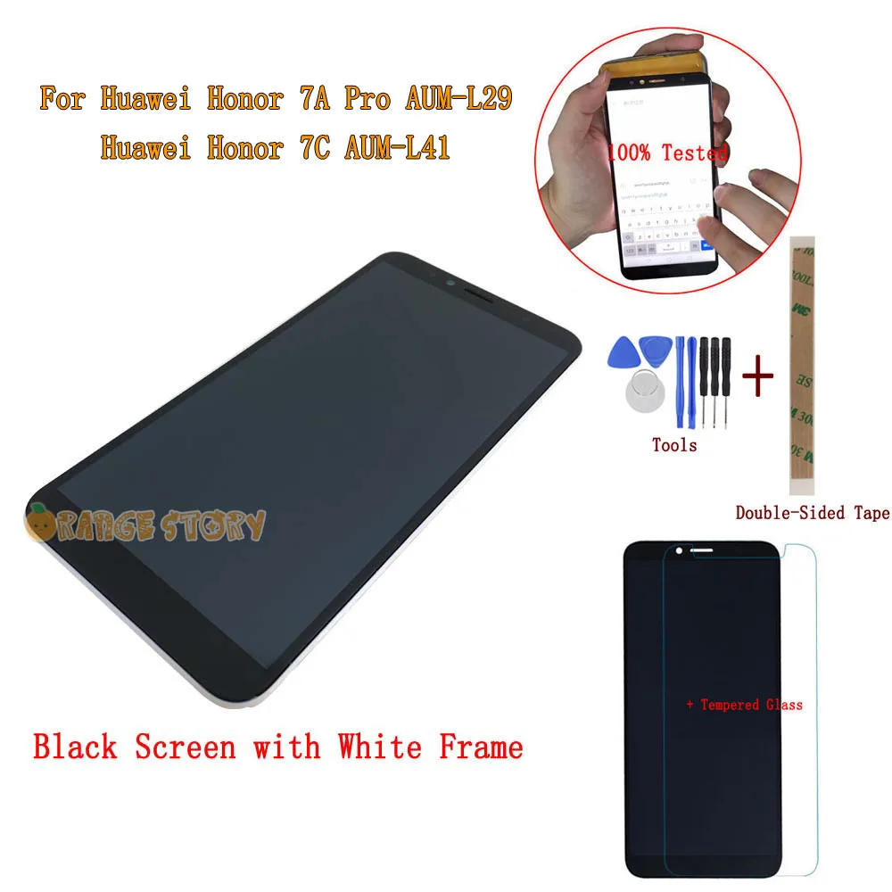 BK LCD White Frame ЖК-дисплей стекло для huawei Honor 7A Pro AUM-L29/Honor 7C AUM-L41 ЖК-дисплей монитор сенсорный экран сенсорная Рамка Замена - Цвет: BK LCD White Frame