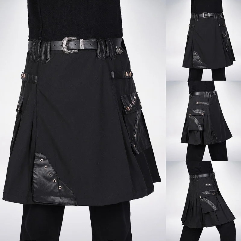 Шотландская Мужская традиционная юбка Kilt пояс плиссированная Двусторонняя цепь