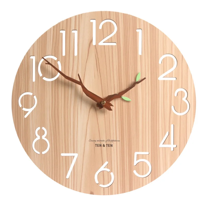wooden 3d wall clock modern design nordic childrens room decoration kitchen clock art hollow wall watch home decor 12 inch free global shipping