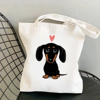 shopper black and tan dachshund dog printed tote bag women harajuku shopper handbag girl shoulder shopping bag lady canvas bag