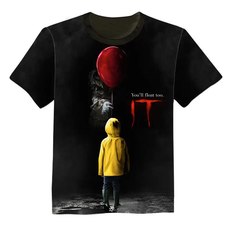 Новая футболка с 3D принтом Стивен Кинг это фильм 2018 Pennywise ужас клоун для мужчин и