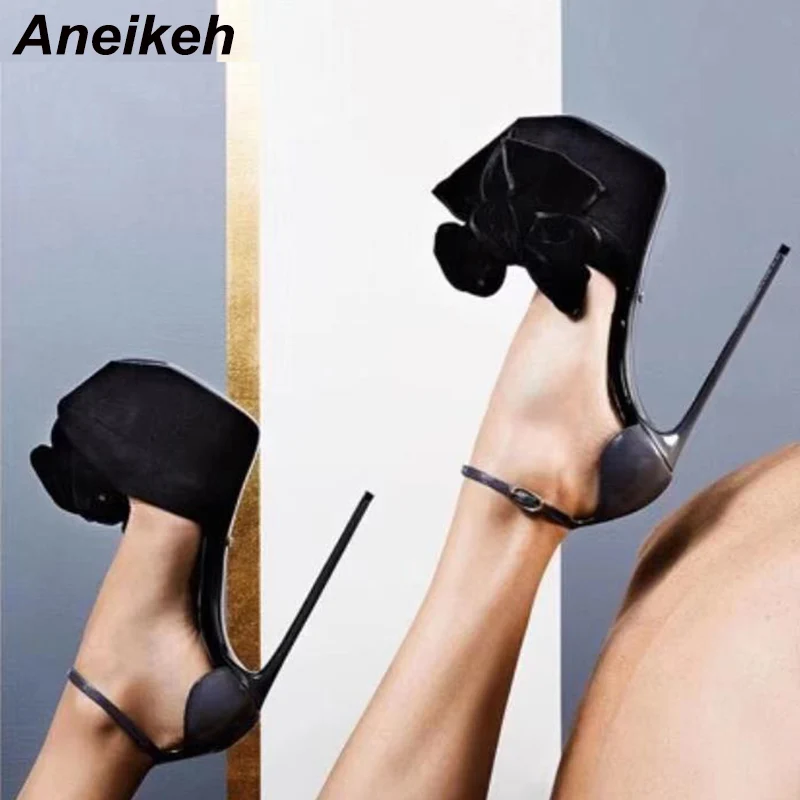 Aneikeh пикантные туфли-лодочки; женские Фетиш-туфли на очень высоком каблуке; женские туфли-лодочки на платформе с пряжкой и бантом для стриптиза; обувь для вечеринок на тонком каблуке