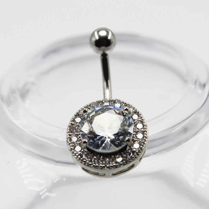 1 шт. классические круглые кольца для пупка нержавеющая сталь горный хрусталь