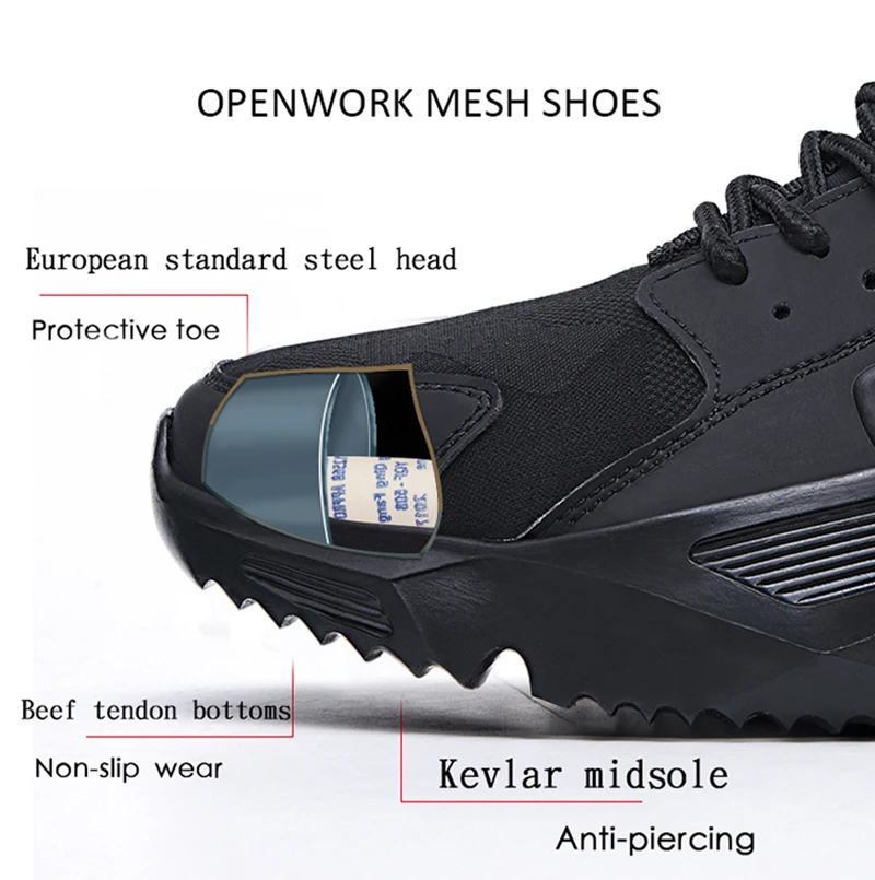 

Safety Work Shoes For Men Steel Toe Cap Anti-smashing Working Boots Breathable Outdoor Construction Shoes Work Big Size 48