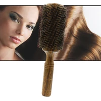 professional high quality 63 mm boar bristle hair wood round brush long hair styling comb curly and straight hairdressing comb