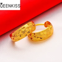 qeenkiss eg549 fine jewelry wholesale fashion woman mother birthday wedding gift vintage star wide round 24kt gold hoop earrings