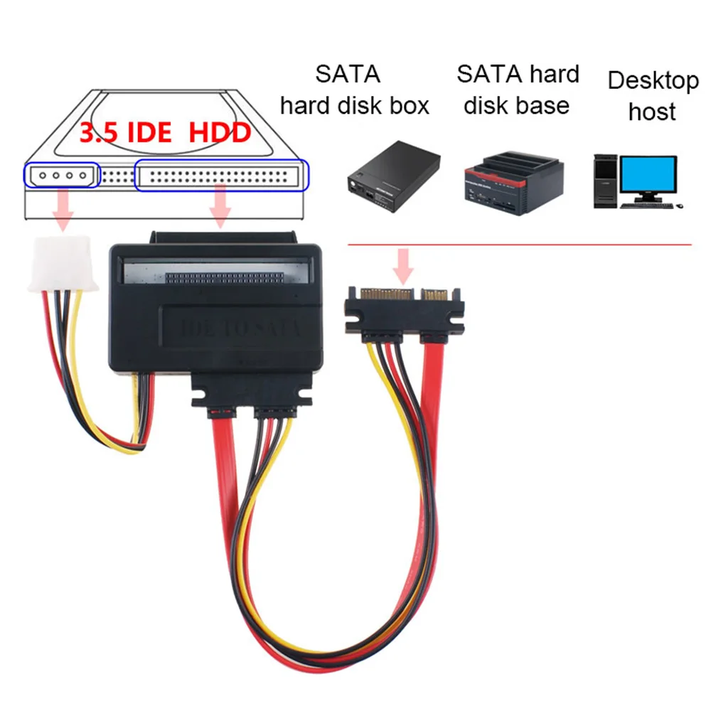 

2.5/3.5 Inch SATA IDE Adapter IDE HDD To SATA Converter Docking Station Cables With Power Supply Data Transmission