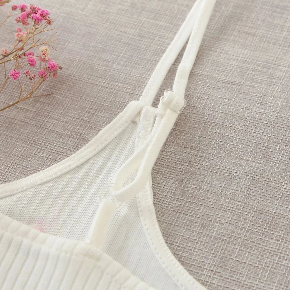 

2020 new women two piece set knitted cardigan Embroidery & Adjustable strap crop top camisole ensemble femme