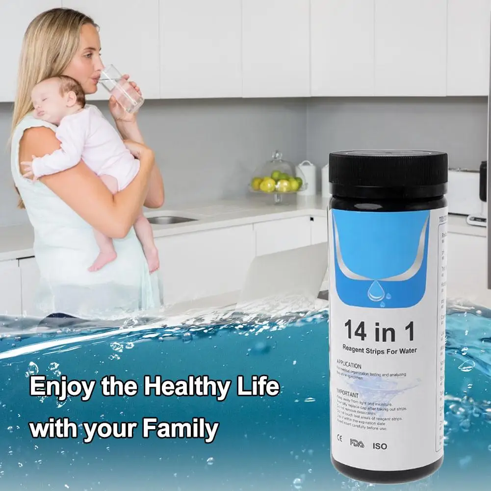 

Upgrade 14-in-1 Drinking Water Test Strip, Water And Tap Water Quality Test Simple And Fast Hardness Test PH Bromine Nitrate