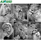 AZQSD Полный Круглый сверлильный Набор алмазной художественной живописи Лев Любовь ручная работа черно-белая Алмазная вышивка животные мозаика домашний декор