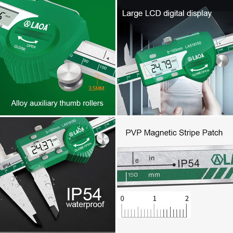 Цифровой штангенциркуль LAOA электронный металлический микрометр из нержавеющей