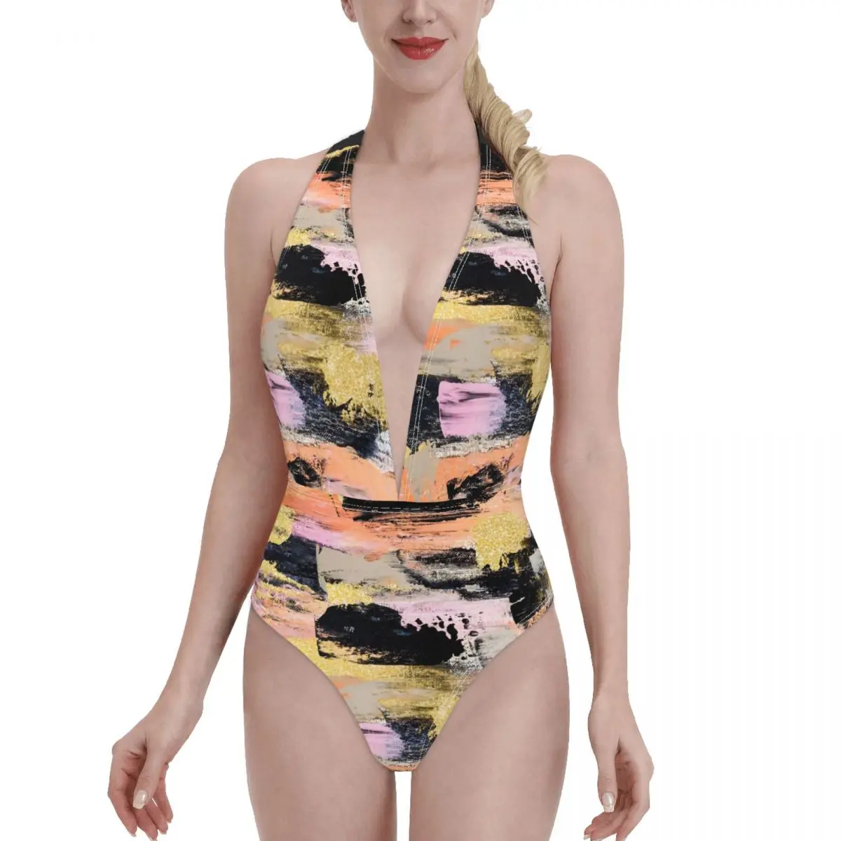 

Ladies Swimsuit Sexy Bikini Summer Ladies Deep V Neck One-piece Swimsuit Bikini One-piece Swimsuit Ladies Swimsuit